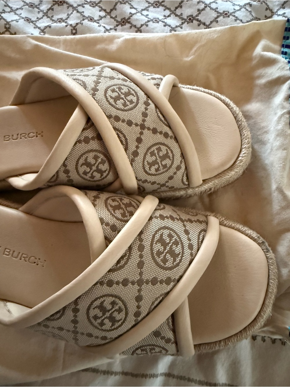 Tory Burch Women's T Monogram Crisscross Espadrille Slide